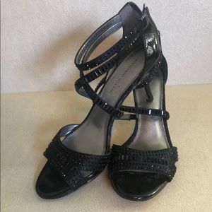Black Strappy Beaded Nina Heels